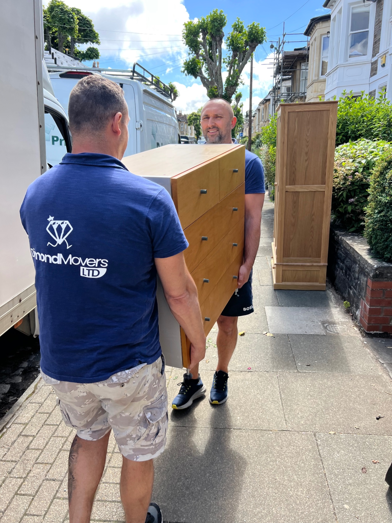 Bristol house removal two person carry of a chest of drawers